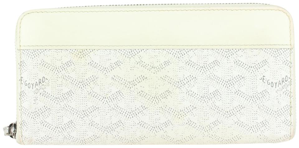 Goyard White Chevron Matignon GM Zip Around Wallet 1020gy39