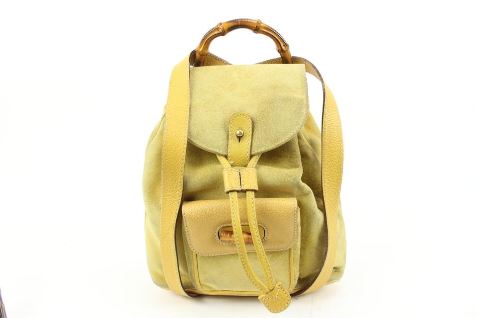 Gucci Yellow Suede Mini Bamboo Backpack 54gz421s
