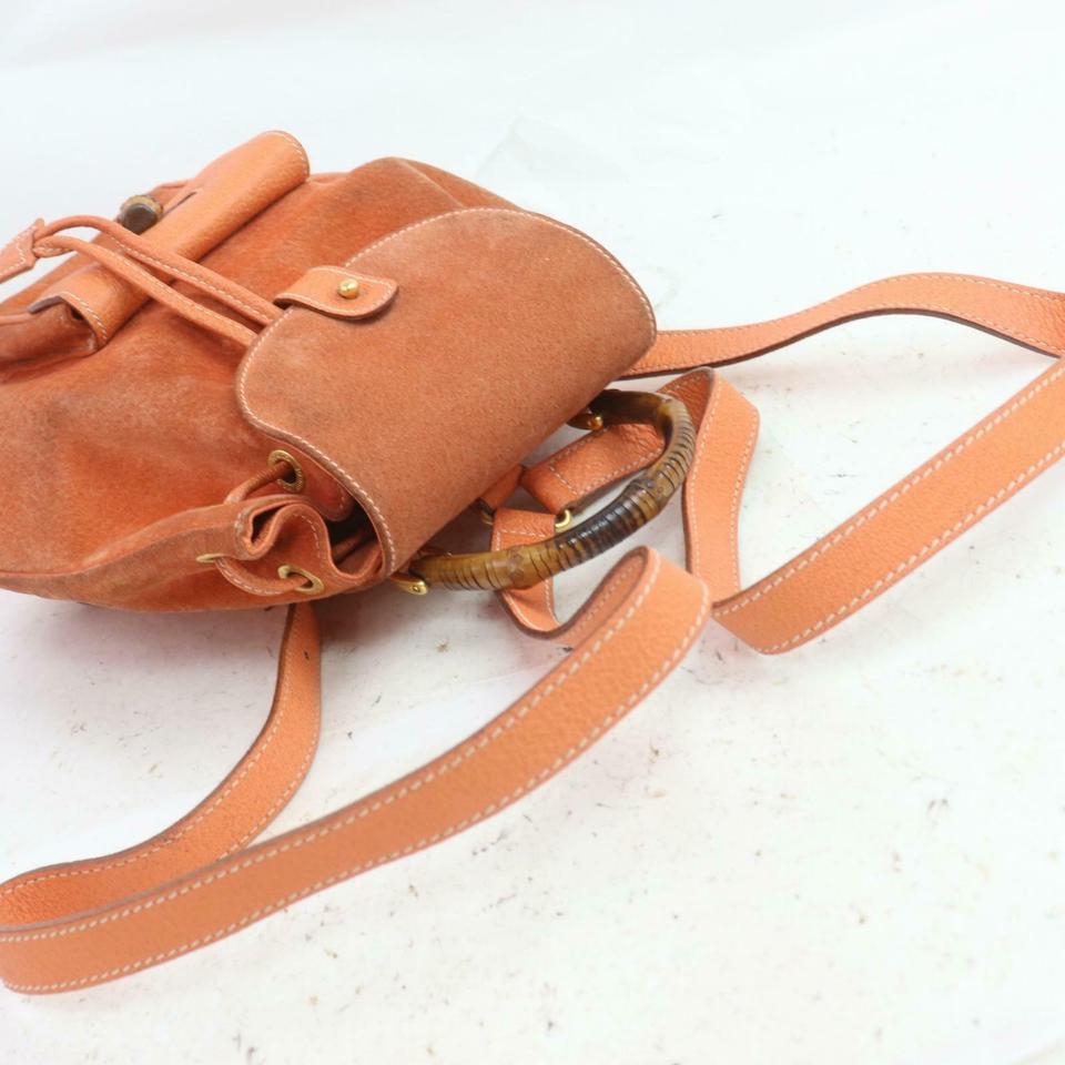 Gucci Orange Suede Bamboo Mini Backpack 855719