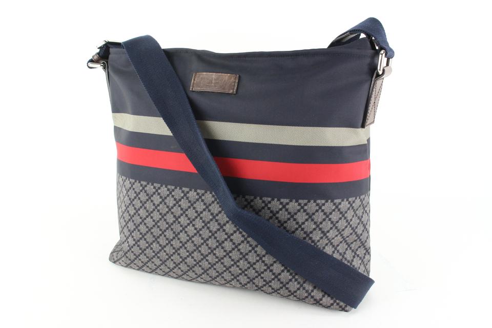 Gucci Navy x Red Diamante Web Large Messenger 5gk516s