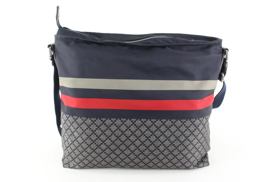 Gucci Navy x Red Diamante Web Large Messenger 5gk516s