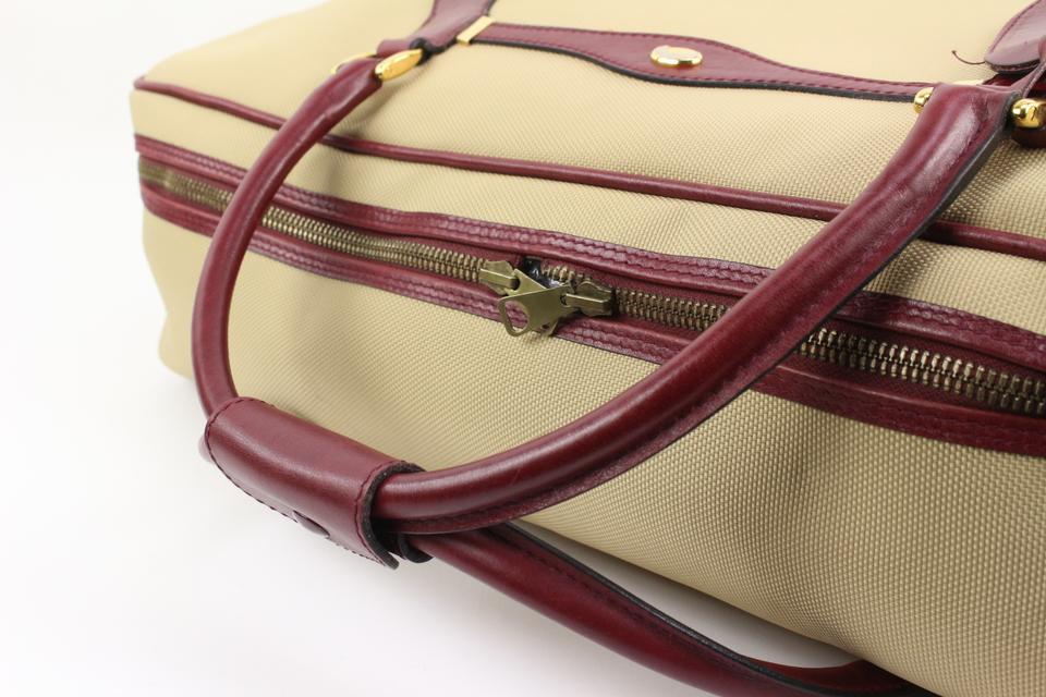 Gucci Large Beige x Burgundy Suitcase Luggage 63g218s
