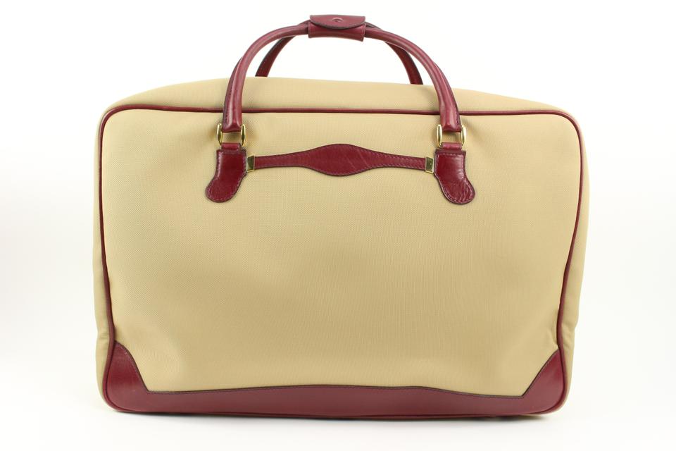 Gucci Large Beige x Burgundy Suitcase Luggage 63g218s