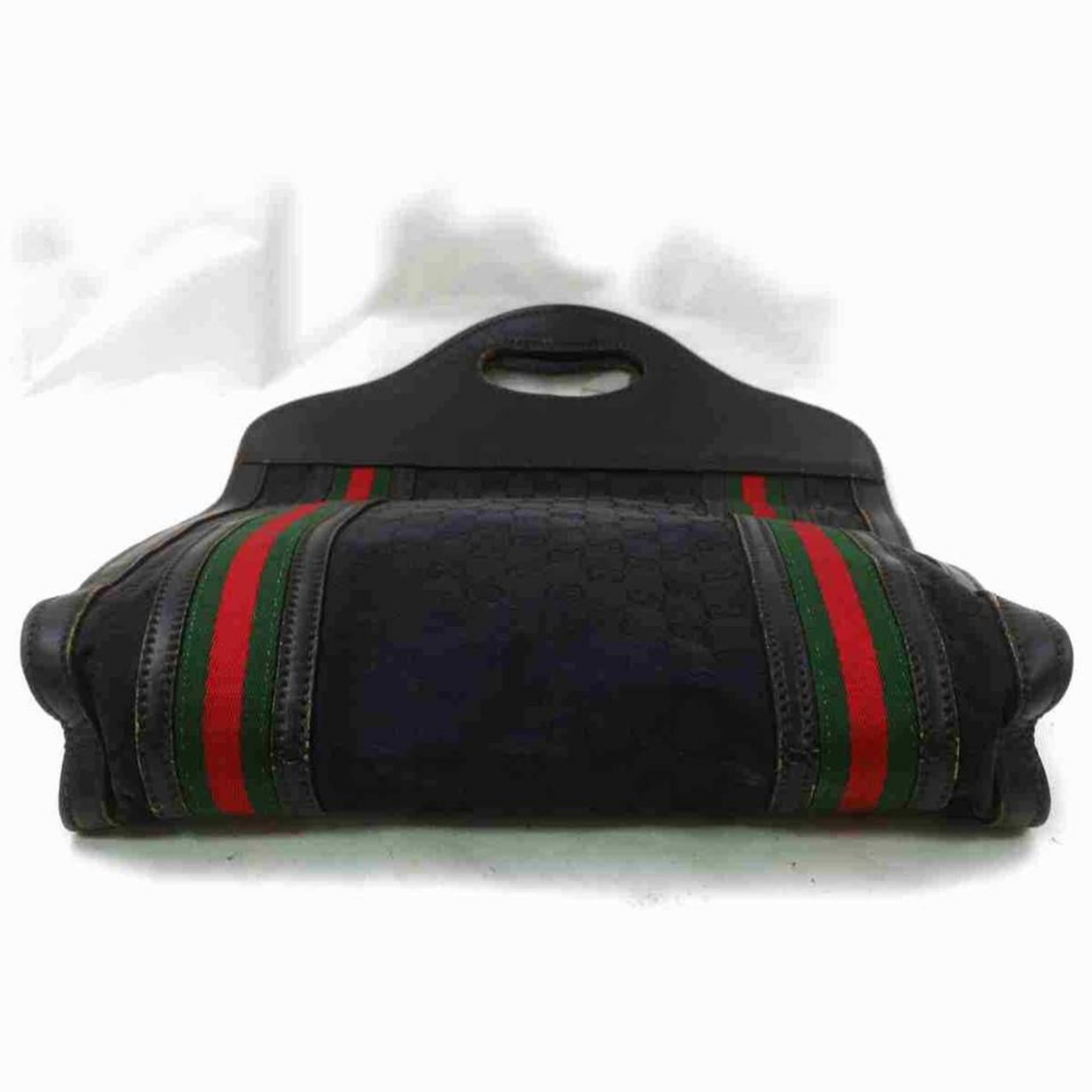 Gucci Web Monogram GG Black Handbag Tote 860043
