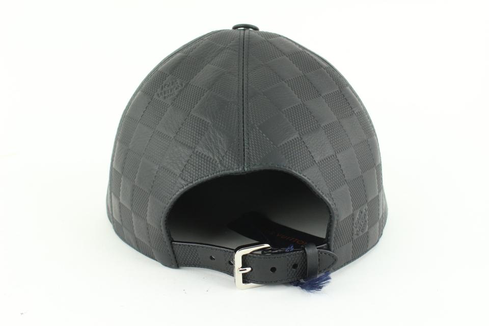 Louis Vuitton 21FW Black x Blue Leather Damier Infini Baseball Cap Hat 16lv45