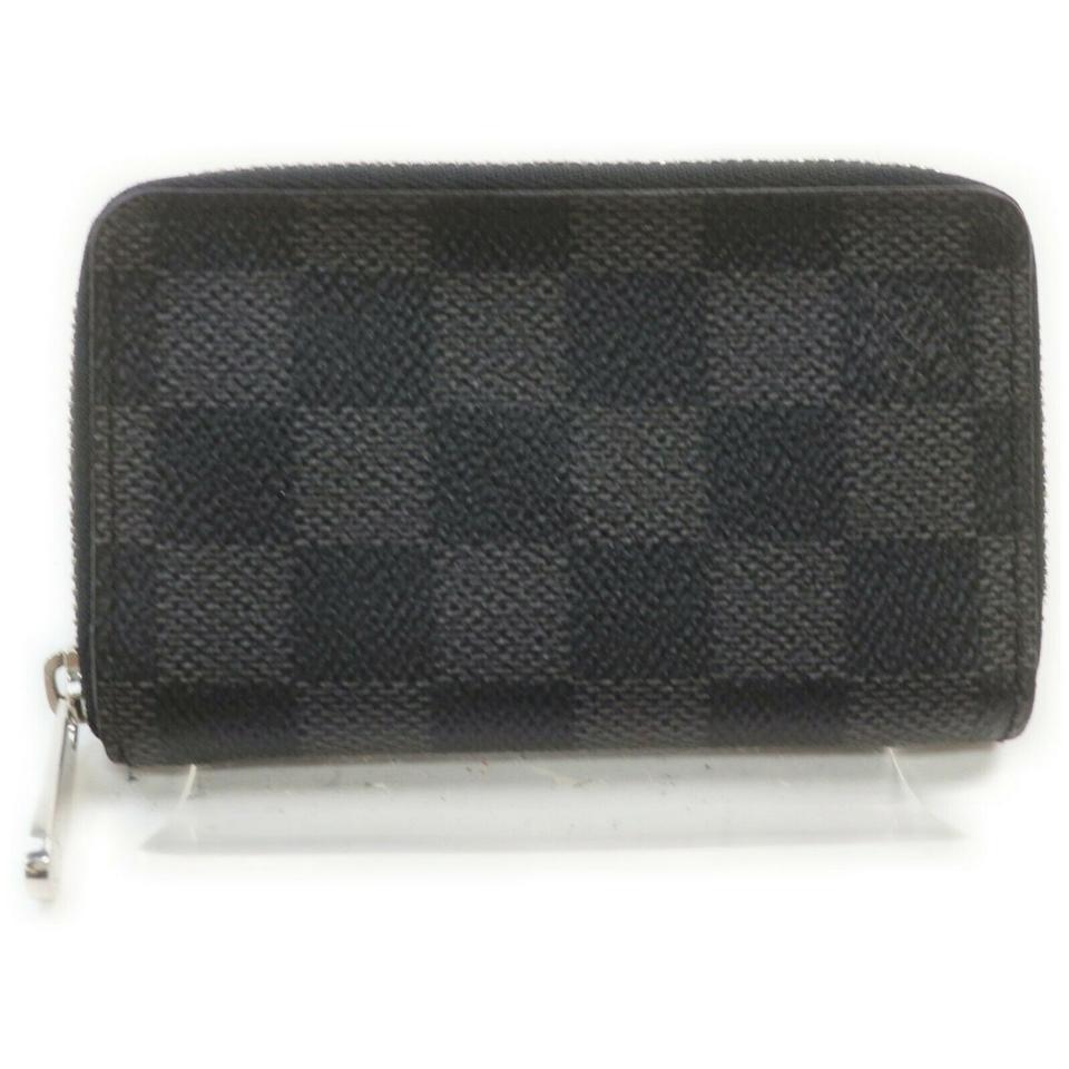 Louis Vuitton Damier Graphite Zippy Coin Wallet Compact Zip Around Purse 861782