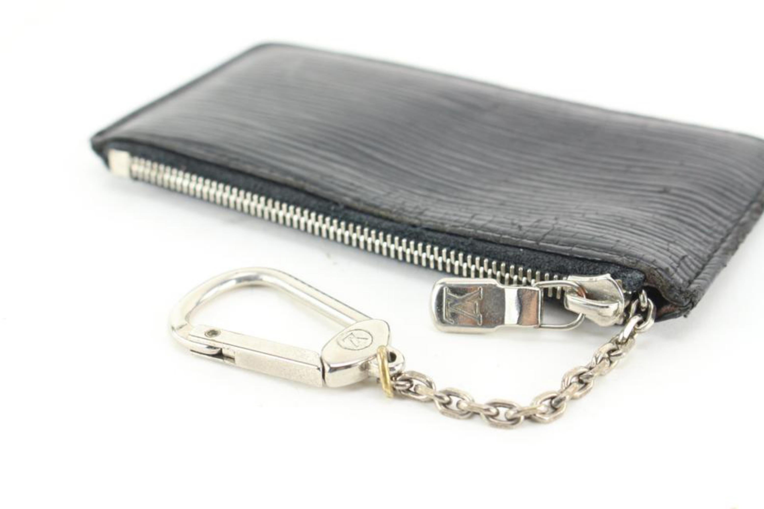 Louis Vuitton Black x Silver Epi Leather Key Pouch Pochette Cles 71lz718s