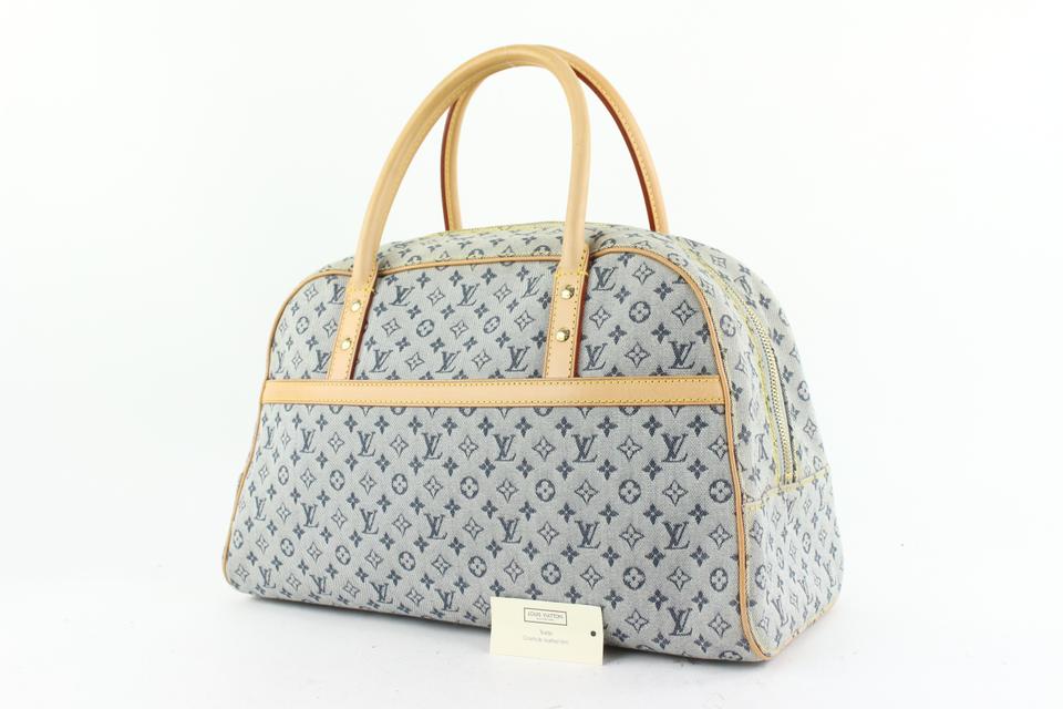 Louis Vuitton Blue Monogram Mini Lin Marie Speedy Deauville Boston Bag 607lvs616