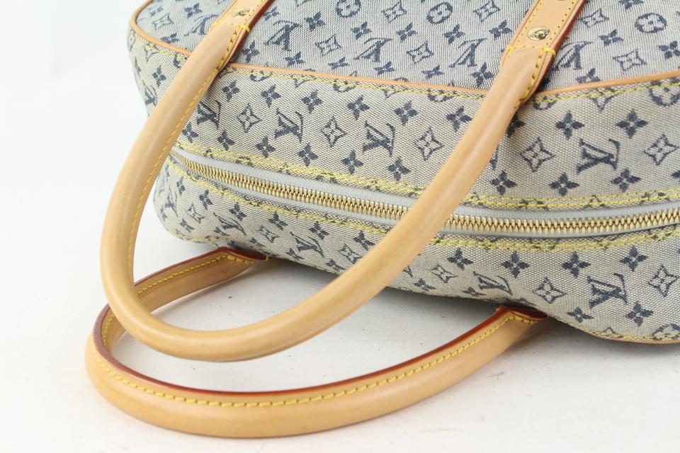 Louis Vuitton Blue Monogram Mini Lin Marie Speedy Deauville Boston Bag 607lvs616