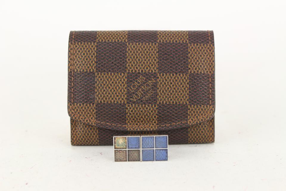 Louis Vuitton Damier Ebene Buton De Manchette Cufflink and Pouch Set 85lvs727