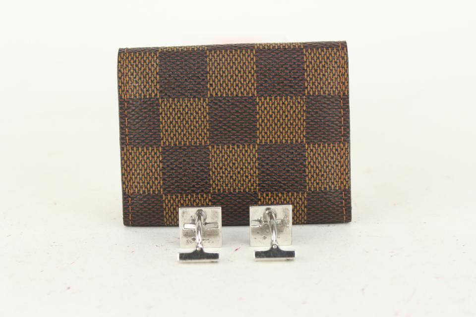 Louis Vuitton Damier Ebene Buton De Manchette Cufflink and Pouch Set 85lvs727