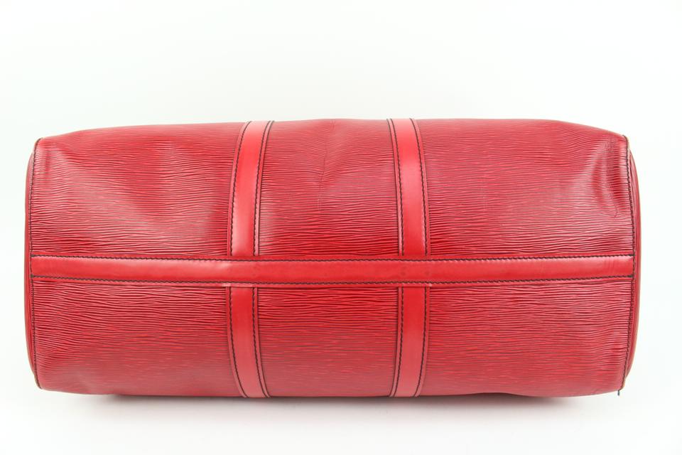 Louis Vuitton Red Epi Leather Keepall 50 Duffle Bag 89lk328s