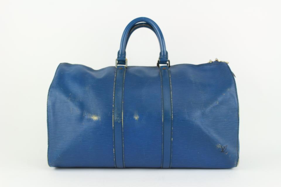 Louis Vuitton Blue Epi Leather Toledo Keepall 45 Boston Duffle Bag 22LV106