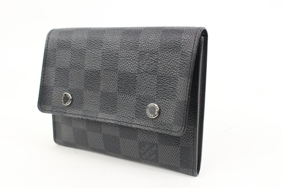 Louis Vuitton Black Damier Graphite Compact Snap Wallet 2lk318s