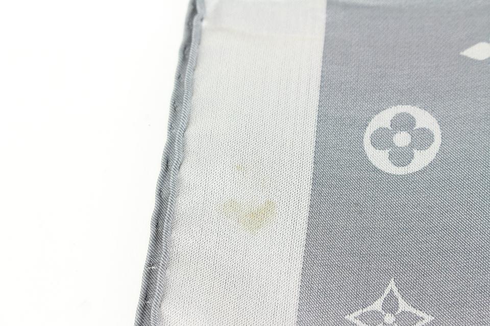 Louis Vuitton Grey x Silver Monogram Silk Scarf Long 34lz510s