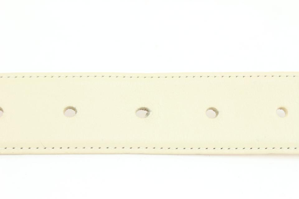 Louis Vuitton 90/36 Ivory x Gold LV Cut Out Initials Belt 71lk328s