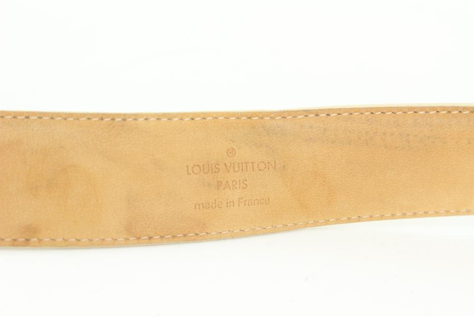 Louis Vuitton 90/36 Ivory x Gold LV Cut Out Initials Belt 71lk328s