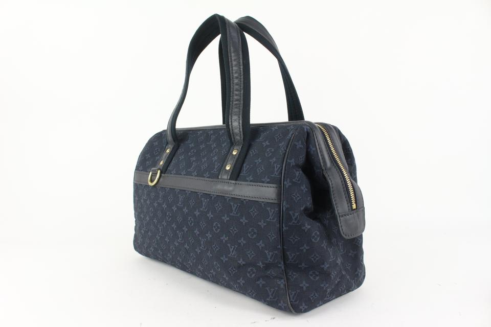 Louis Vuitton Navy Monogram Mini Lin Josephine GM Boston Speedy Bag 910lv4