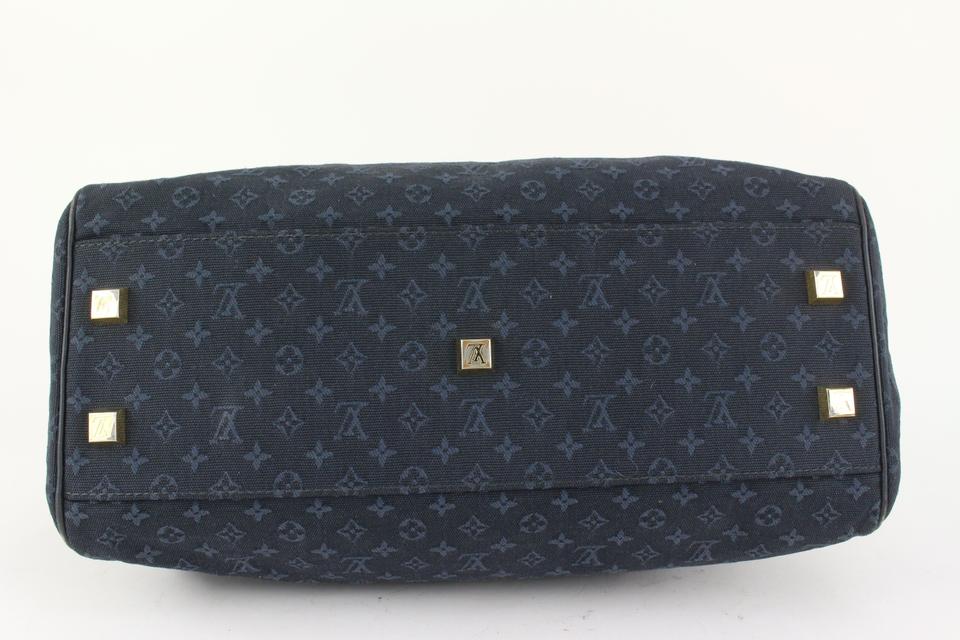 Louis Vuitton Navy Monogram Mini Lin Josephine GM Boston Speedy Bag 910lv4