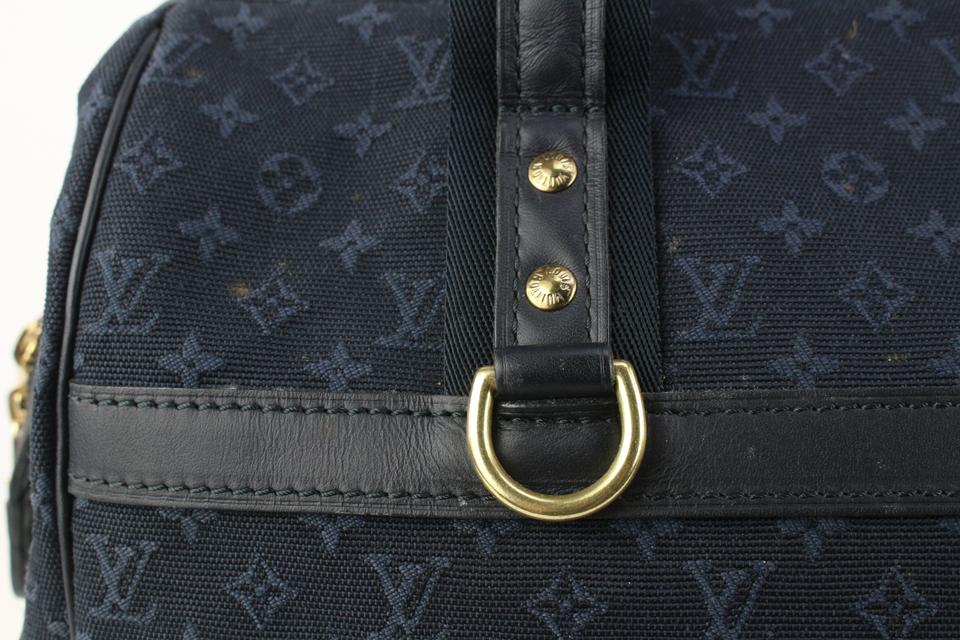 Louis Vuitton Navy Monogram Mini Lin Josephine GM Boston Speedy Bag 910lv4