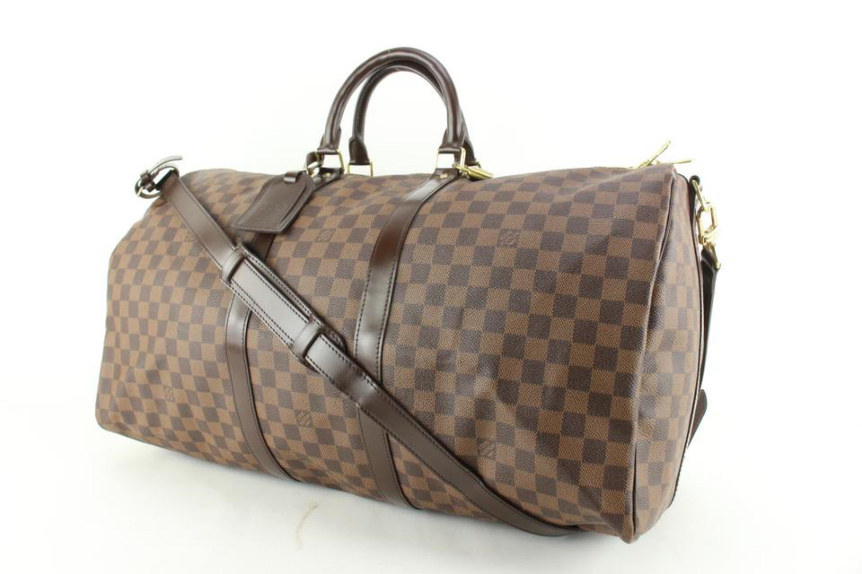 Louis Vuitton Damier Ebene Keepall Bandouliere 55 Duffle with Strap 51lk715s