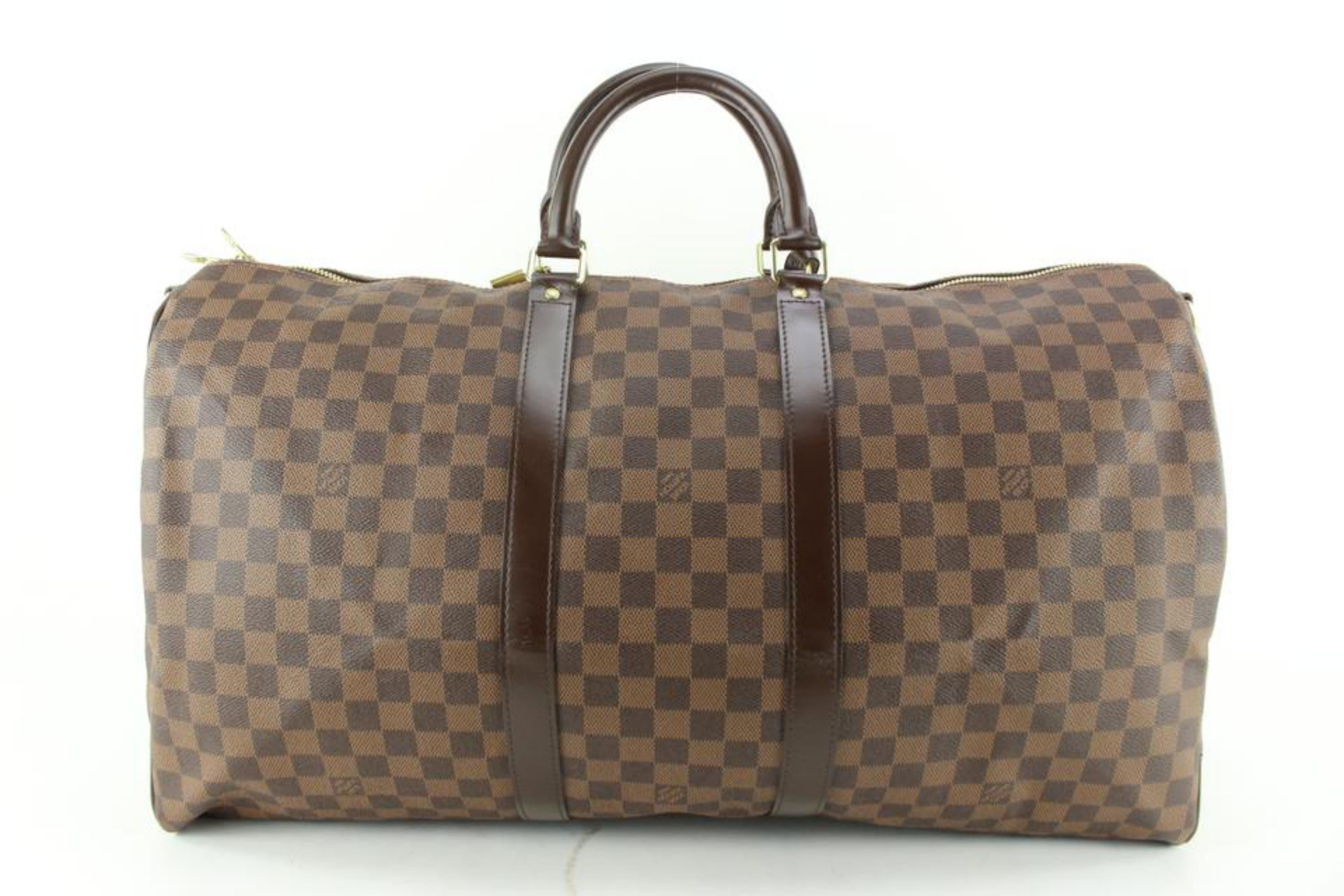 Louis Vuitton Damier Ebene Keepall Bandouliere 55 Duffle with Strap 51lk715s