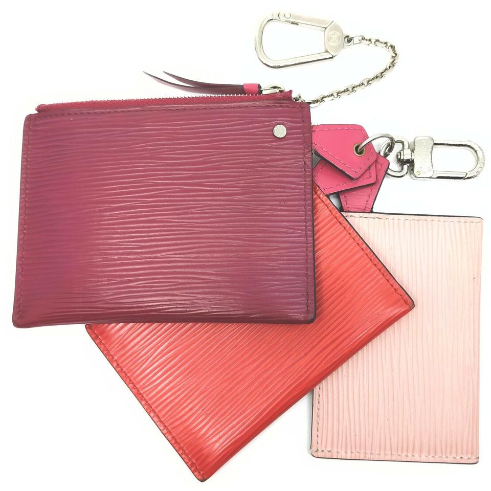 Louis Vuitton Multicolor Pink Epi Leather Trio Card Case Wallet Keychain 863137