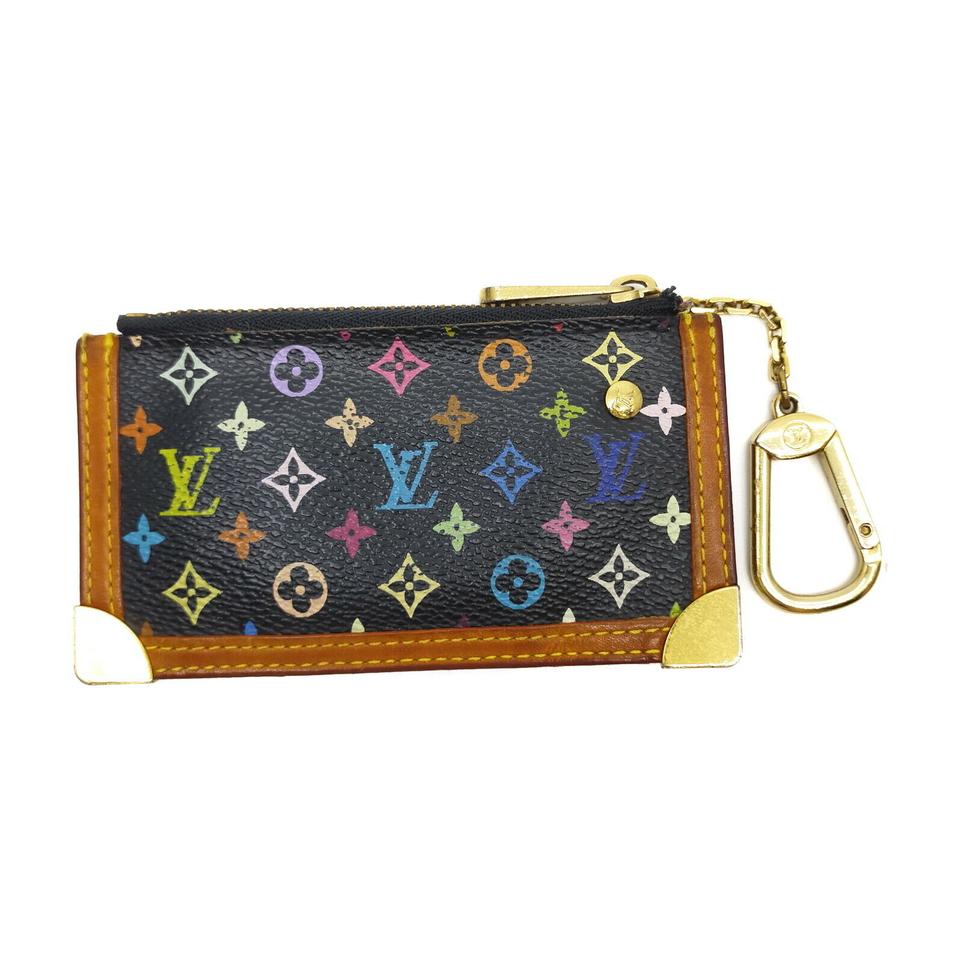 Louis Vuitton Black Monogram Multicolor Key Pouch Pochette Cles 863476