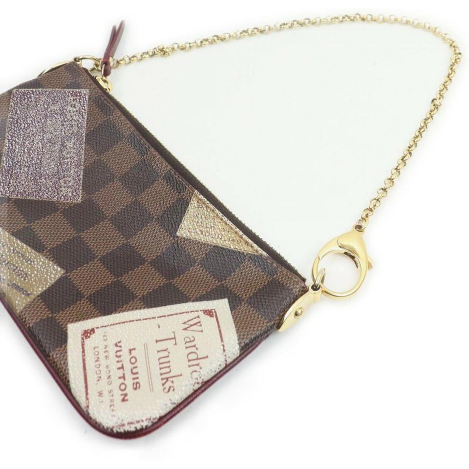 Louis Vuitton Damier Ebene Trunks Pochette Milla Wristlet Bag 862895