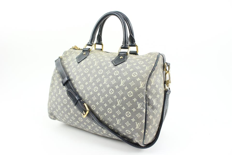 Louis Vuitton Navy Blue x Grey Encre Monogram Idylle Speedy Bandouliere 30 66lv218s