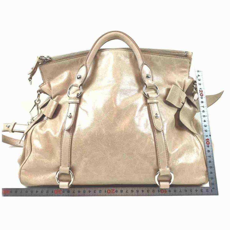 Miu Miu Large Tote 2way Shoulder Bag Pink-Beige Leather 860240