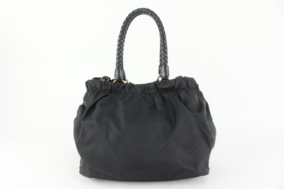 Prada Black Nylon Bowler Tote 913pr23