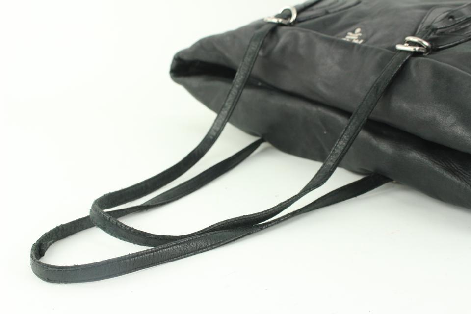 Prada Black Leather Shopper Tote Bag 14p19