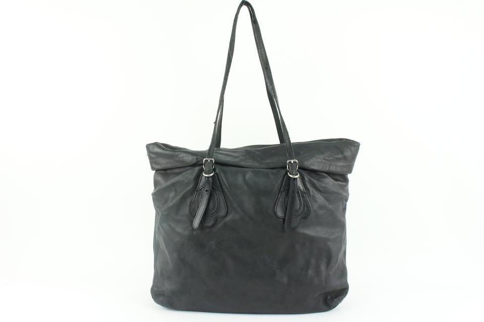 Prada Black Leather Shopper Tote Bag 14p19