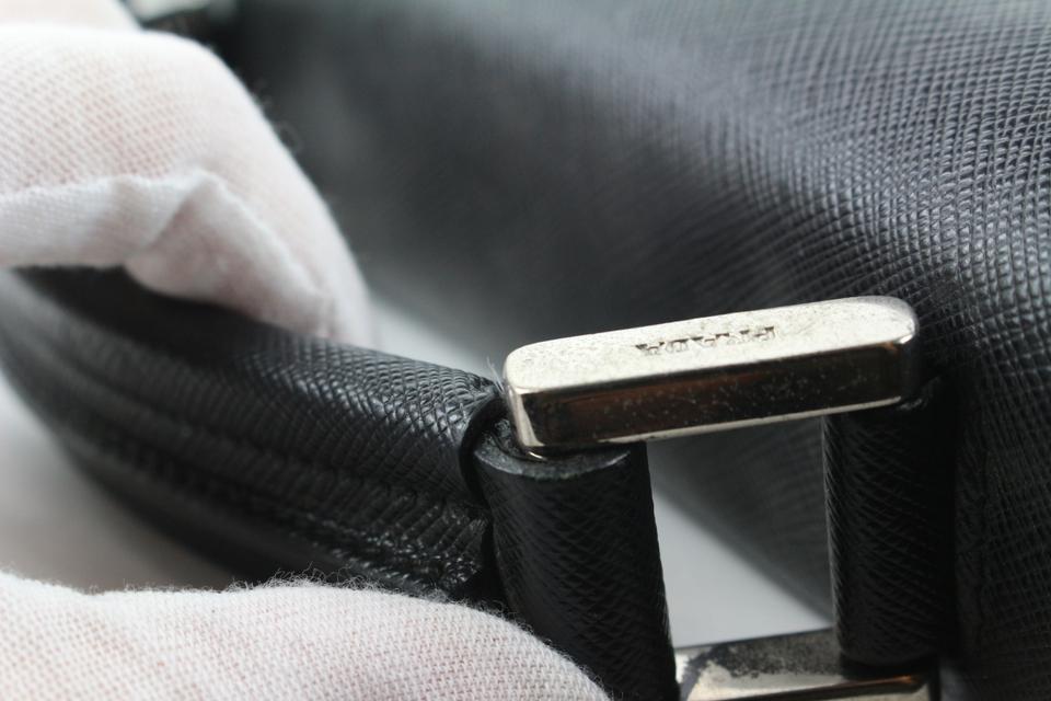 Prada Black Saffiano Briefcase Bag Attache 11pr114