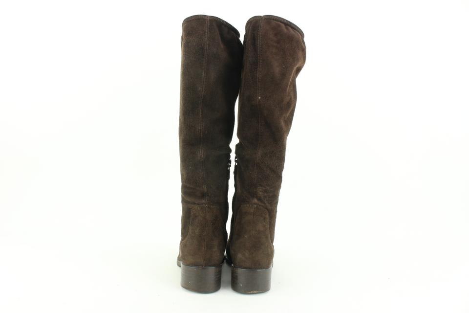 Prada Size 36 Brown Suede High Boots 110p60