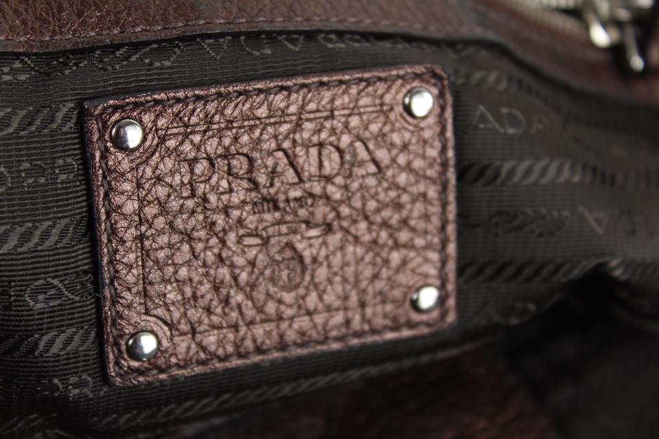 Prada Bronze Leather ChainTote Shoulder Bag 20pr1228
