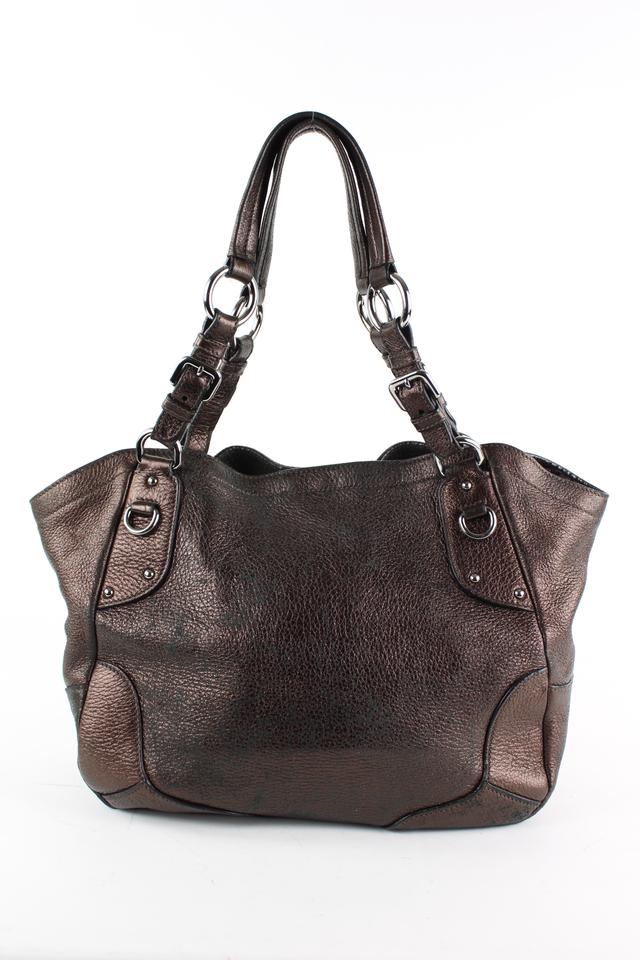 Prada Bronze Leather ChainTote Shoulder Bag 20pr1228
