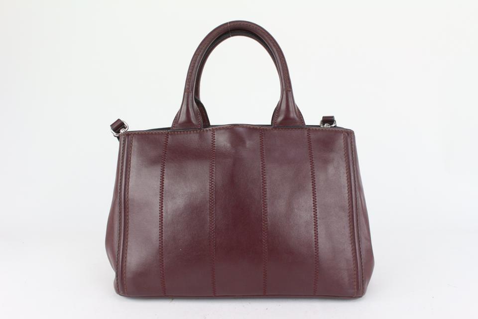 Prada Dark Burgundy Bordeaux Leather Canapa 2way Tote Bag 143pr729