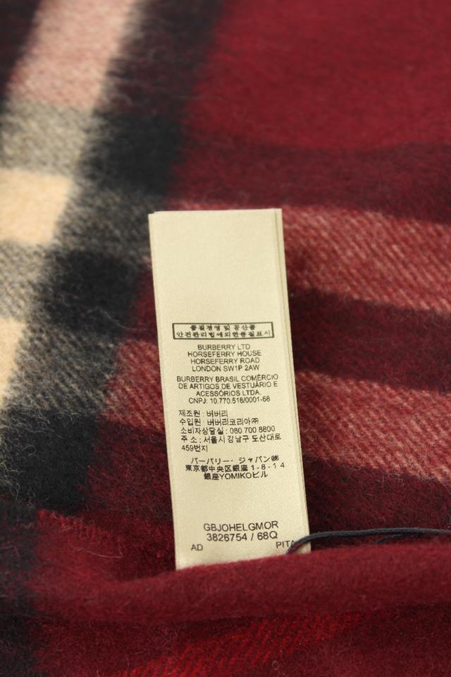 Burberry Red Nova Check Cashmere Classic Scarf 9bur1224