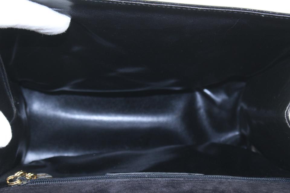 Salvatore Ferragamo Black Patent Leather Gold Gancini Logo Shoulder Flap Bag 3SF16
