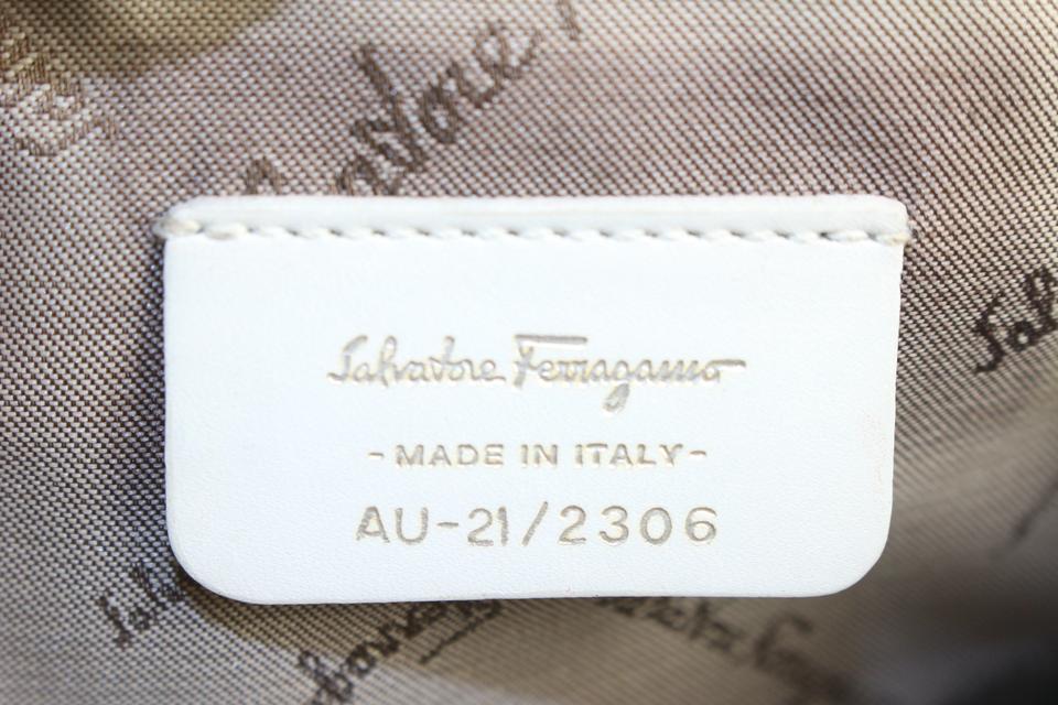 Salvatore Ferragamo White Leather Gancini Logo Pochette Wristlet 1216sf32