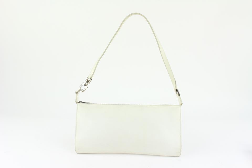 Salvatore Ferragamo White Leather Gancini Logo Pochette Wristlet 1216sf32