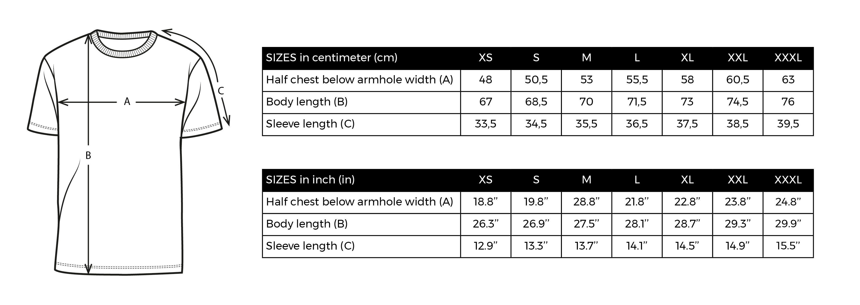 size chart t-shirt