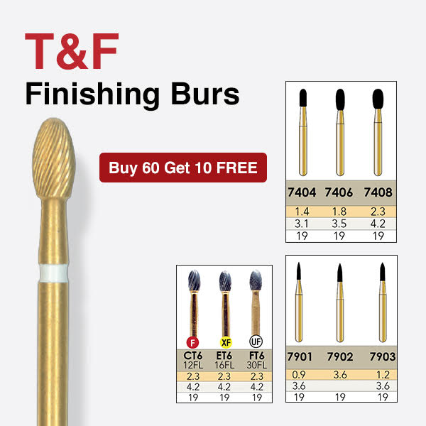 7408  10-Pk  Multi use Trimming & Finishing Burs Football (Egg) Shaped