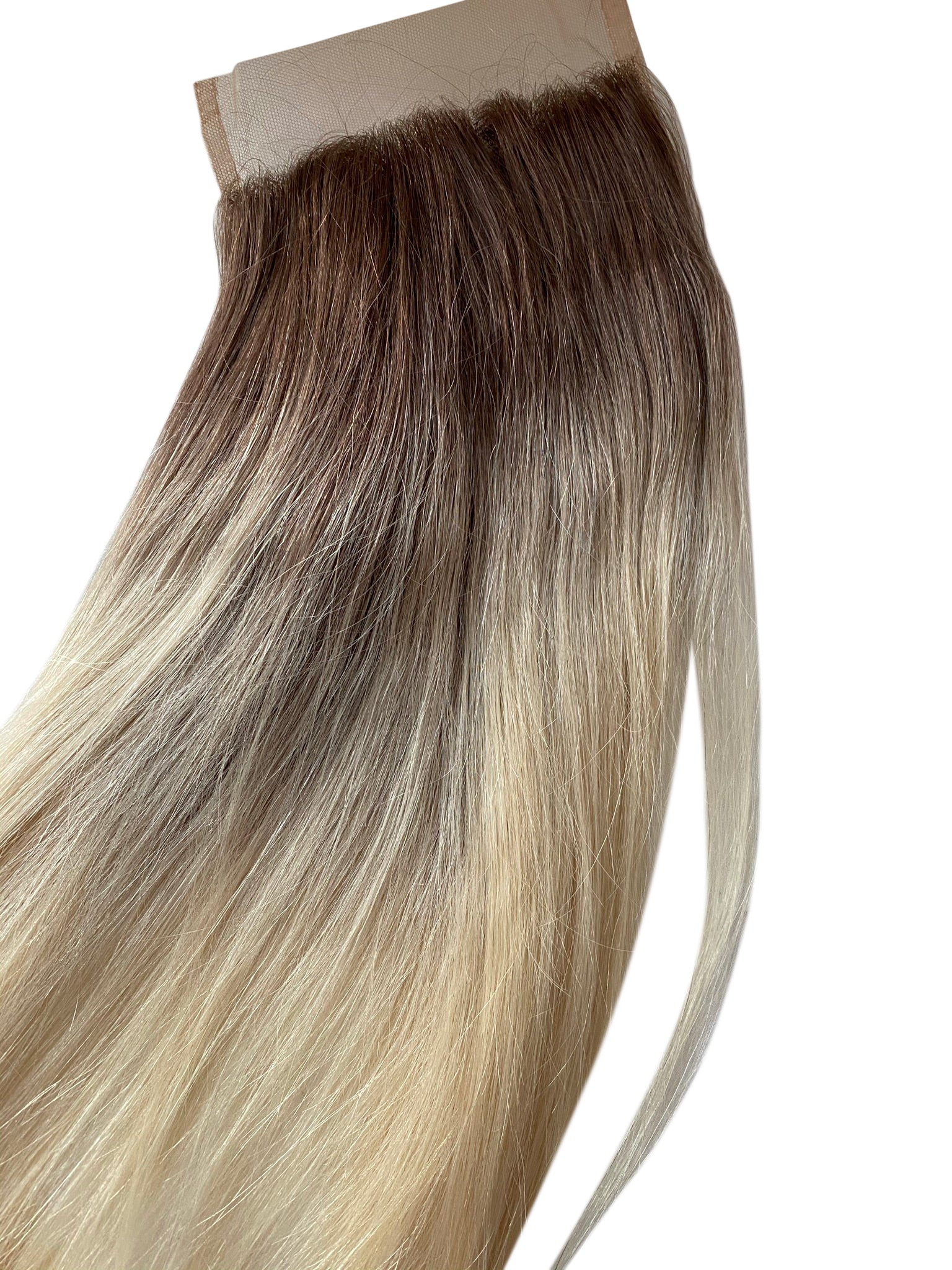 Elegant Natural Black-Platinum Blonde Ombre Lace Closure - Premium Indian Remy Hair