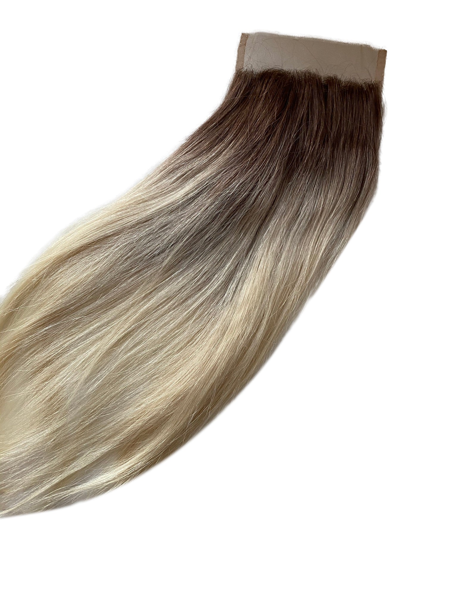 Elegant Natural Black-Platinum Blonde Ombre Lace Closure - Premium Indian Remy Hair