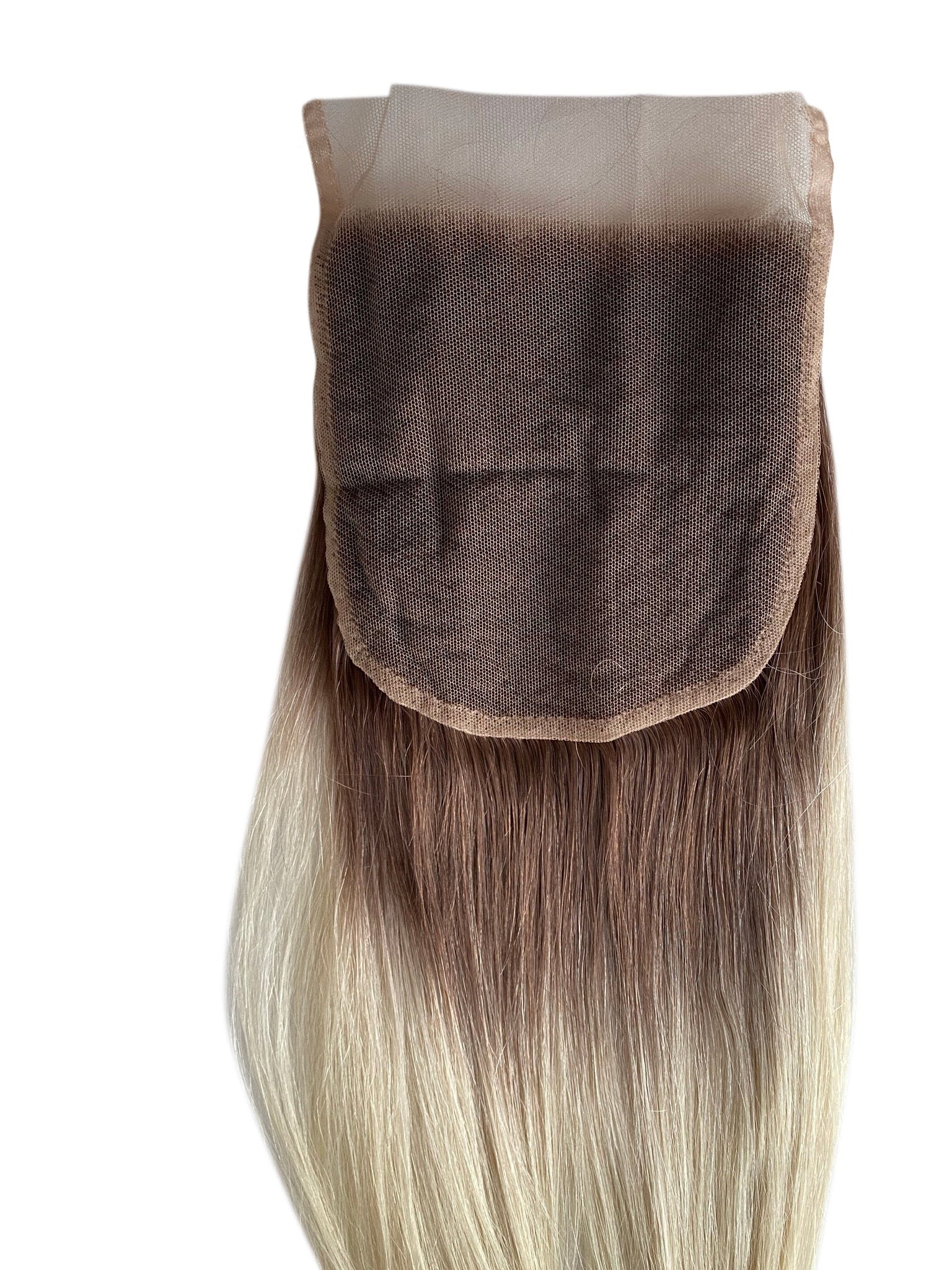 Elegant Natural Black-Platinum Blonde Ombre Lace Closure - Premium Indian Remy Hair