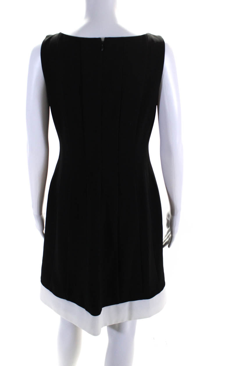 Eliza J Womens Back Zip Sleeveless Scoop Neck Shift Dress Black White Size 6
