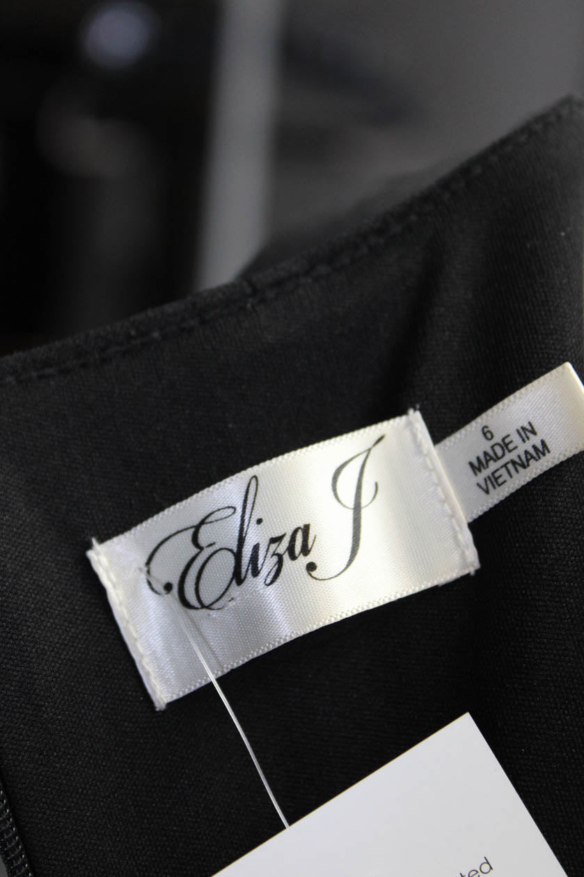 Eliza J Womens Back Zip Sleeveless Scoop Neck Shift Dress Black White Size 6